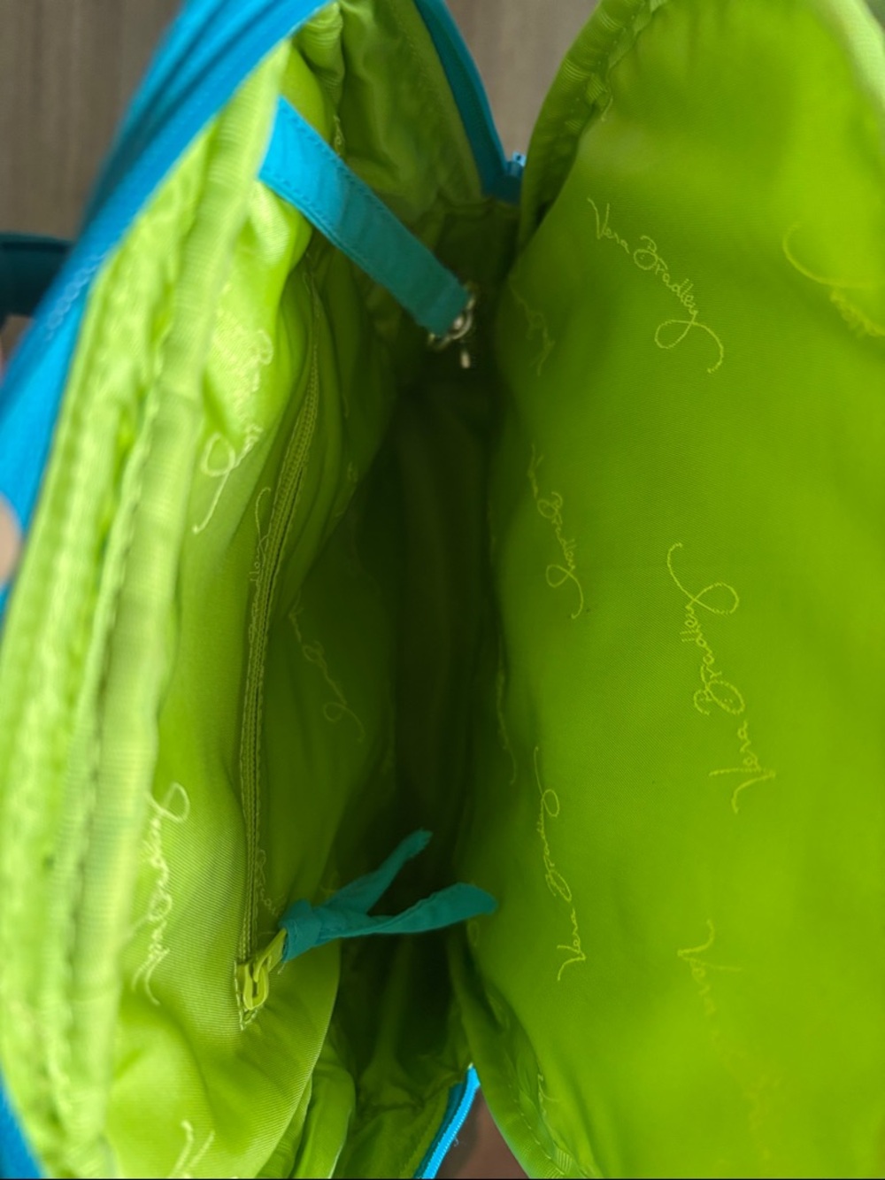 Vera Bradley Turquoise Quilted Shoulder Bag Backpack - Picture 3 of 4